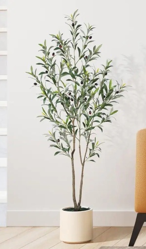 [DL02064] 7FT Faux Olive Tree in Ivory Planter 