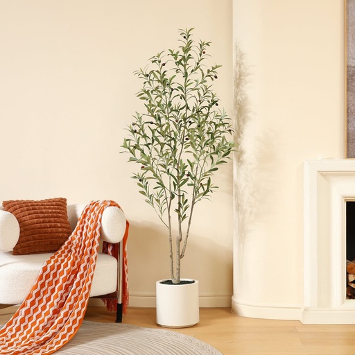 [DL02067] 5FT Faux Olive Tree in Ivory Planter