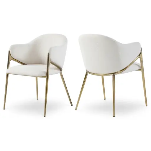 [DL02078] Cream Velvet Dining Chair W/ Gold Legs 