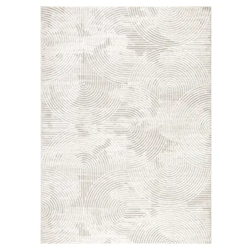 [DL02091] 6'6" x 9'6" Soft Arches Neutral Indoor Area Rug with High-Low  Texture- Ivory/Greige 