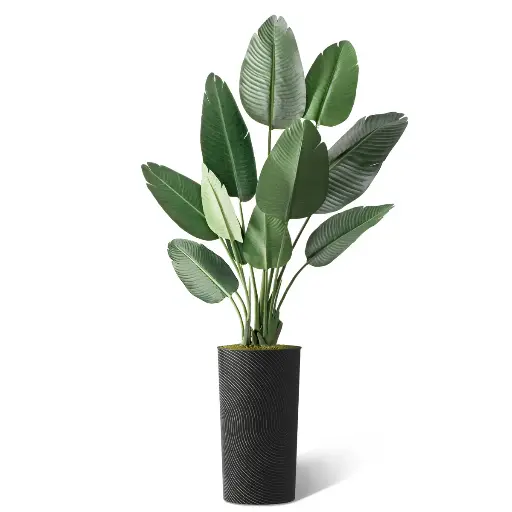 [DL02093] 67" H Faux Bird of Paradise in Black Planter 