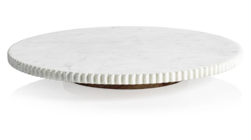 [DL02125] Ribbed Finish White Marble Lazy Susan