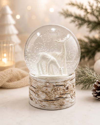 [DL02220] White Reindeers Snow Globe  