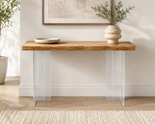 [DL02268] 47.24'' Modern Acrylic Console Table-Brown Top 