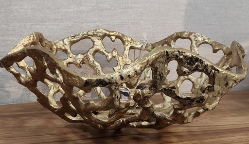 [DL02277] Gold Abstract Metal Bowl W/ Holes  