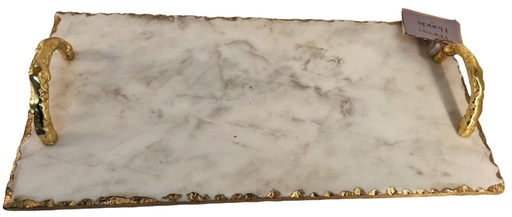 [DL02292] Marble Tray W/ Gold Handles  