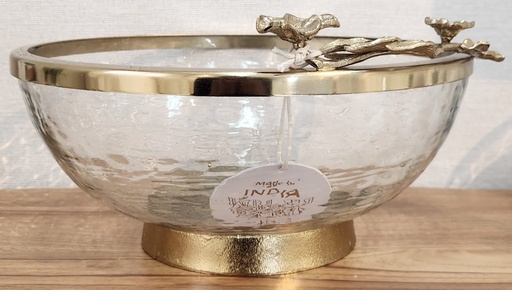 [DL02303] Floral Gold Rim Glass Bowl-Large  