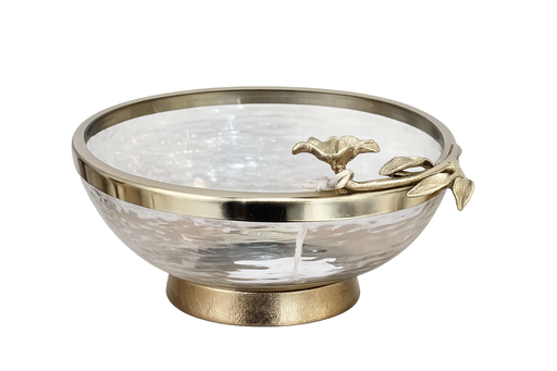 [DL02303] Floral Gold Rim Glass Bowl-Large  