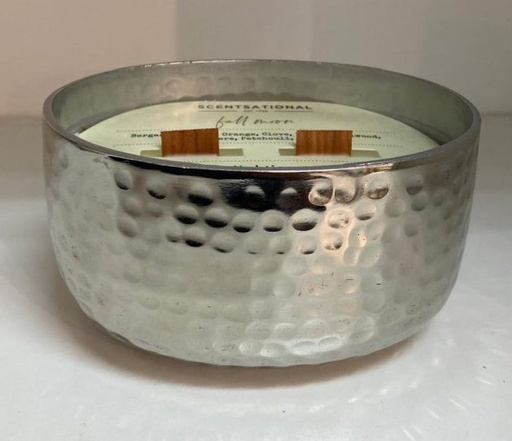 [DL02308] Silver Scentsational Fullmoon Wooden Wick Candle  