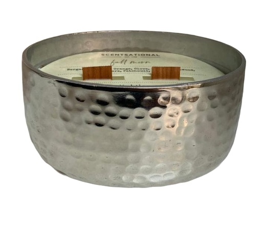 [DL02308] Silver Scentsational Fullmoon Wooden Wick Candle  