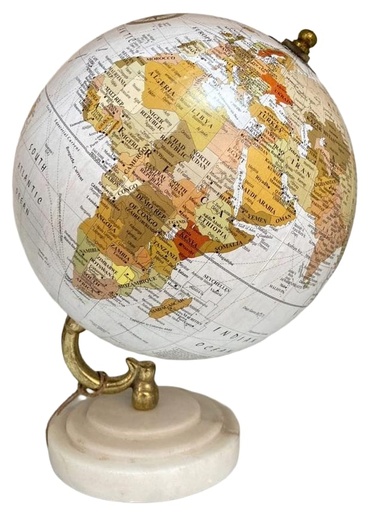 [DL02314] White & Gold Marble Base Tabletop Globe  