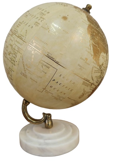 [DL02315] Cream & Gold Marble Base Tabletop Globe  