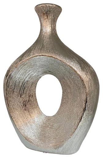 [DL02321] Silver Abstract Textured Glass Vase  