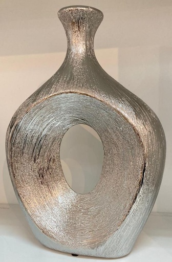 [DL02321] Silver Abstract Textured Glass Vase  
