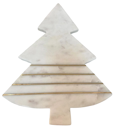 [DL02324] Marble Christmas Tree W/ Gold Inlay Cheese Board 