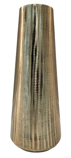 [DL02328] Ceramic Textured Lined Gold Vase 