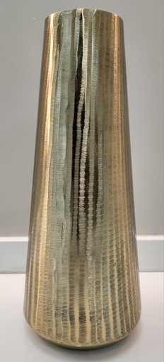 [DL02328] Ceramic Textured Lined Gold Vase 