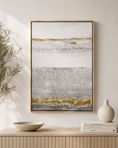 [DL02335] 29.5" x 39.5" Grey & Gold Abstract Scenery Wall Art   