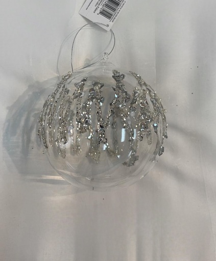 [DL02369] Transparent & Silver Glitter Glass Ornament 