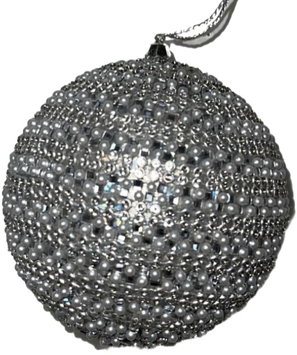 [DL02374] Pearl & Silver Sequin Ornament  