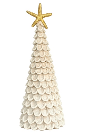 [DL02389] Coastal Ivory Christmas Tree with Gold Star