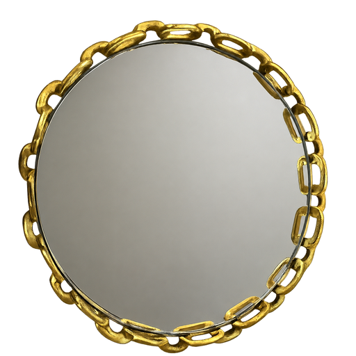[DL02415] 11" Round Gold Chain Tray  