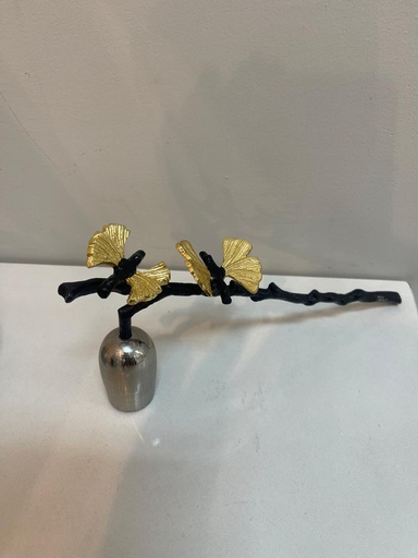 [DL02419] Chrome  Candle Snuffer  with Gold 3D Detail 