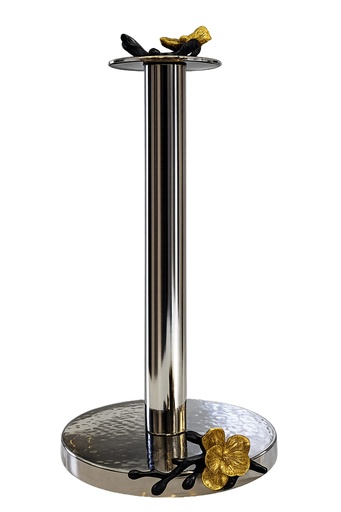 [DL02422] Chrome Paper Towel Holder with Gold 3D Detail 
