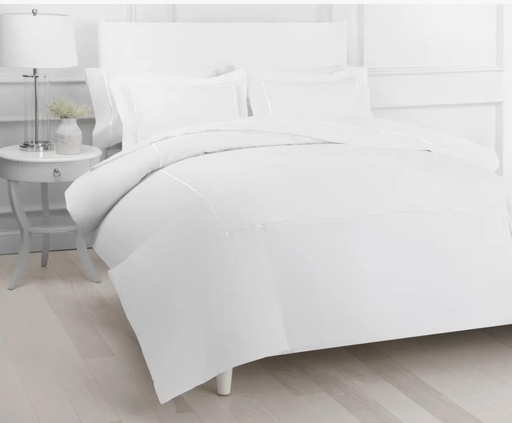 [DL02442] Benin Traditional Percale King Duvet Set-Ivory & White 