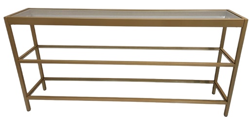 [DL02448] 3 Shelves Alexis Glass & Gold Console Table 