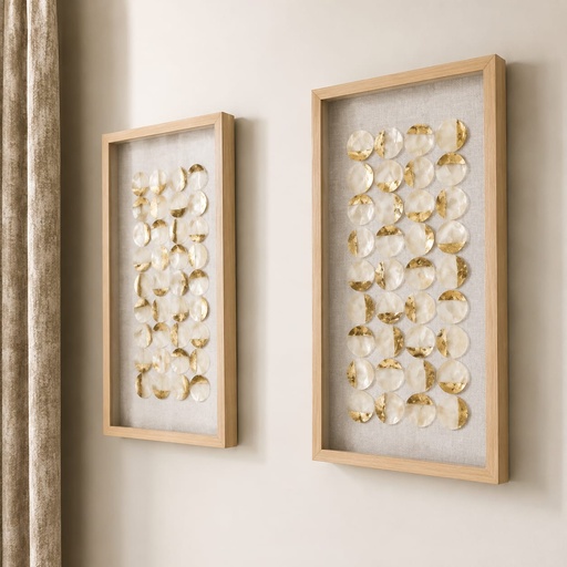 [DL02467] Madison Park -White & Gold Circles Wall Art 
