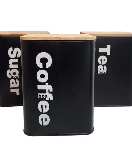 [DL02470] 3 PC Bamboo Lid Storage Box (Sugar, Tea Coffee)
