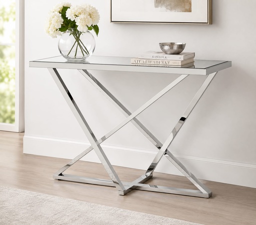 [DL02461] 47.25" Ashaz Glass Top Console Table