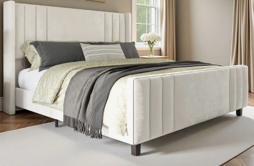 [DL02462] Cream Aurieona Upholstered Platform Bed-King   