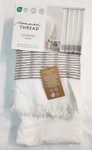 [DL02478] Common Thread Shower Curtain- White & Brown