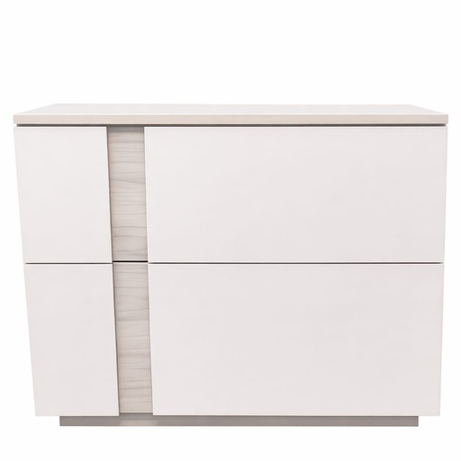 [DL02483] White Gloss & Wood Night Stand 