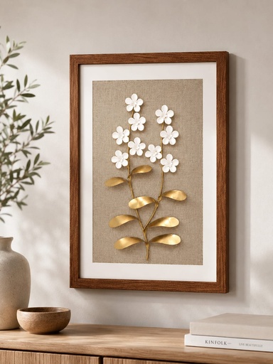 [DL02486] White and Crystal 3D Floral Wallart 