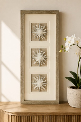 [DL02487] Silver Crystal 3D Rectangular Wallart  