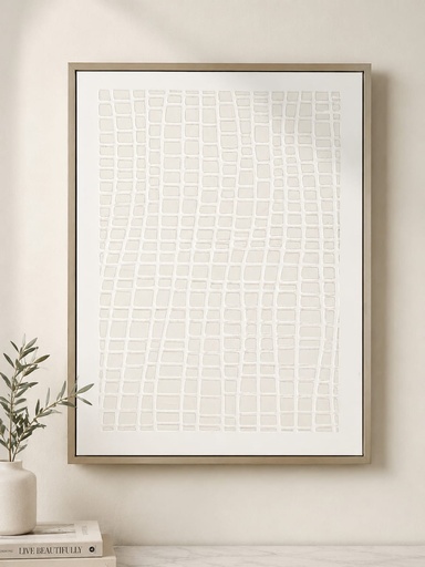 [DL02490] White and Silver Small Squares Wallart 
