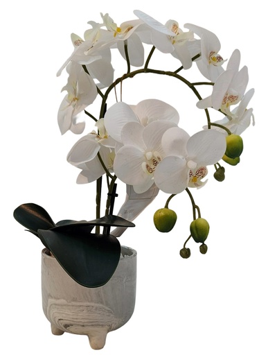 [DL02495] Orchid in Marble 3 Legged Pot