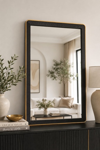 [DL02505] 27" x 39" Black & Gold Framed Rectangular Mirror