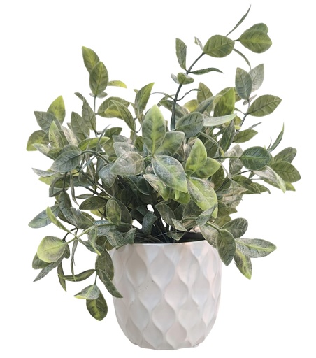 [DL02513] Faux Plant in Wave Textured Rounded Pot 