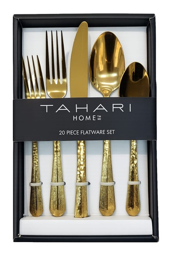 [DL02522] Tahari Flatware Set 20pcs -Gold