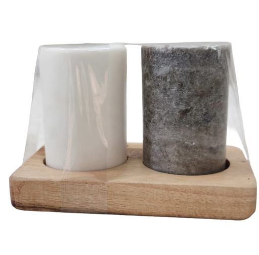 [DL02528] Natural Marble Salt & Pepper Set 