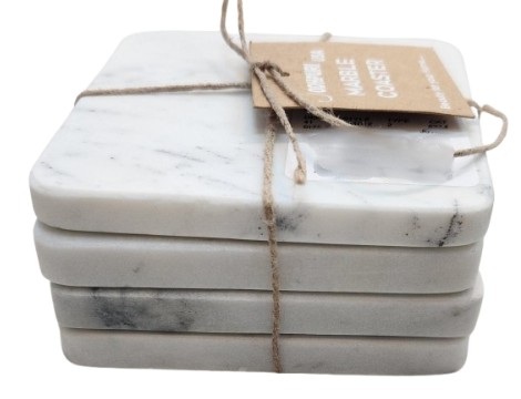 [DL02534] White Rectangular Marble Coasters Set of 4 