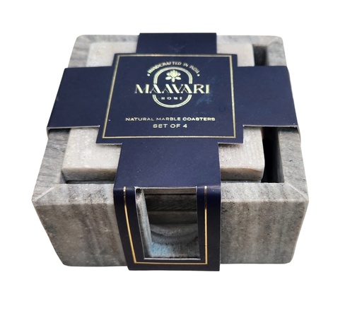 [DL02536] Marble Coasters in Brown Rectangular Marble Case set of 4 