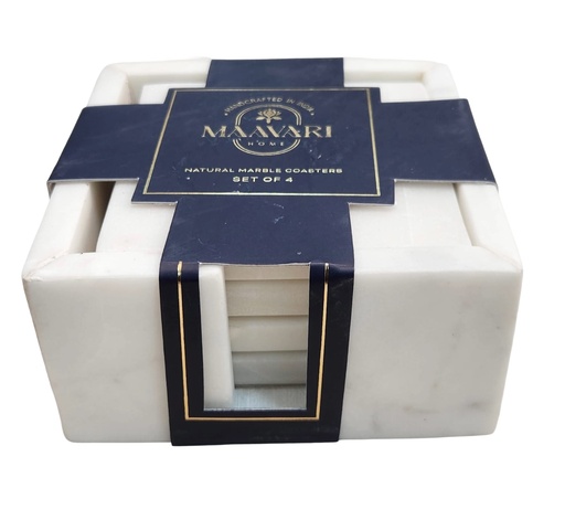 [DL02537] Marble Coasters in White Marble Case set of 4
