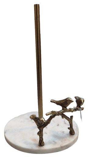 [DL02538] Marble Base Paper Towel Holder with Gold Bird Details 