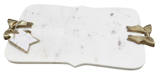 [DL02549] Marble Tray with Gold Bow Handles  