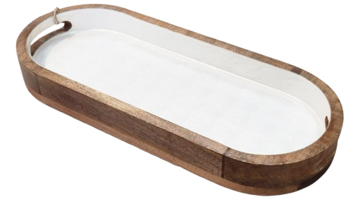 [DL02557] Wooden Tray with Ivory Seashell Details